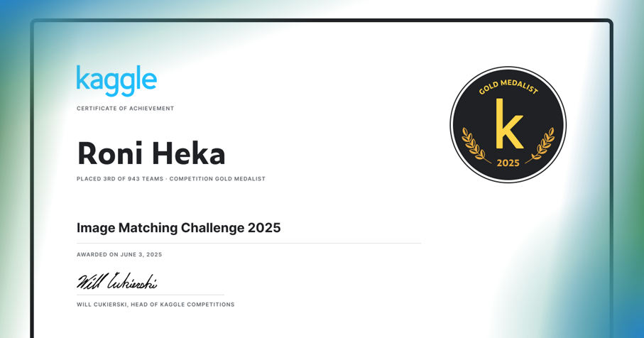 Kaggleコンペティション「Image Matching Challenge 2025」3位、金メダル（ソロ）を獲得